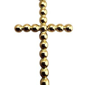 18 Karat Yellow Gold Bead Design Cross Pendant #23901